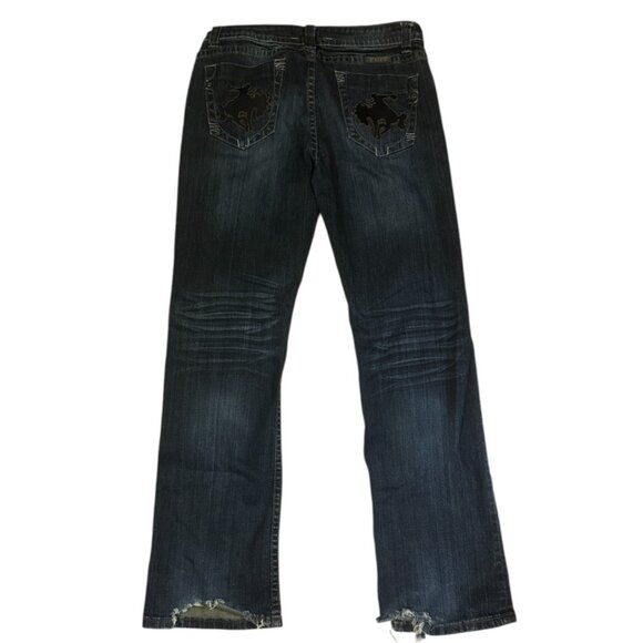Cowgirl Tuff Bronc Dark Wash Y2K Midrise 32x33 Boot Cut Western Jean 32x33 - Picture 8 of 15